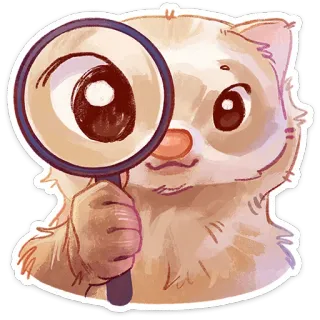 ⭐ furão, lupa, procurando, fofo, animal, detetive telegram sticker
