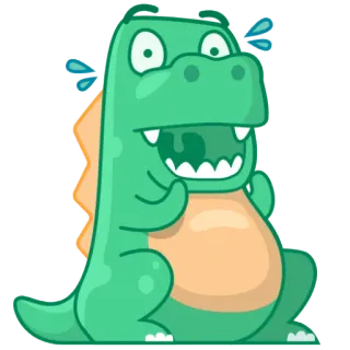 😮 dinosaur, cartoon, cute, green, monster, animal, sticker telegram sticker