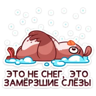 😭 ЭТО НЕ СНЕГ, ЭТО ЗАМЁРЗШИЕ СЛЁЗЫ bird, snow, crying, sad, winter, tears, cartoon telegram sticker