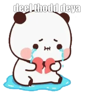 💔 deel thodd deya Panda, Triste, Pleurs, Coeur brisé, Larmes, Dessin animé whatsapp sticker