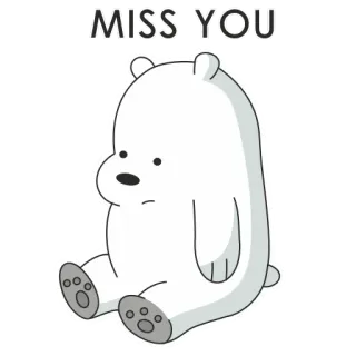 😞 Ice Bear We Bare Bears MISS YOU urso, desenho animado, triste, tenho saudades tuas, urso polar, fofo telegram sticker