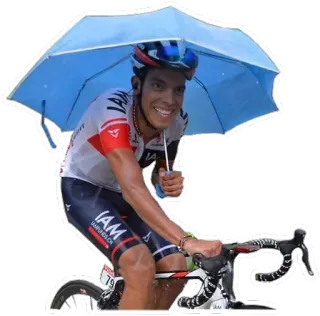 ☔ 骑自行车的人, 自行车, 运动, 伞, 雨, 运动员 telegram sticker
