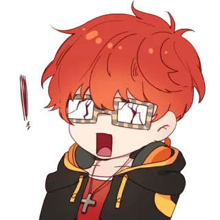😦 707 Mystic Messenger anime, sticker, cartoon, character, mystic messenger telegram sticker