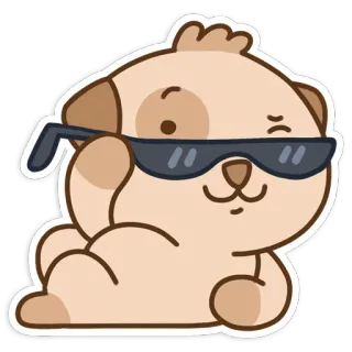 😎 cão, filhote, óculos de sol, legal, fofo, desenho animado, animal telegram sticker