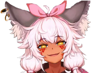 😏 anime, catgirl, digital art, furry, pink telegram sticker
