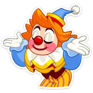 🤷‍♂️ clown, dessin animé, fête, soirée, joyeux, heureux, personnage whatsapp sticker