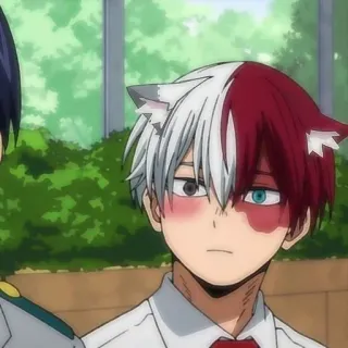 😽 Shoto Todoroki My Hero Academia Anime, Oreilles de chat, Shoto Todoroki, My Hero Academia, Fanart, Mignon telegram sticker