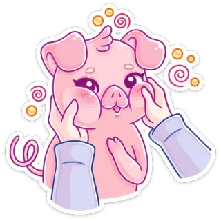 🤤 schwein, süß, tier, cartoon, aufkleber, rosa, kawaii telegram sticker
