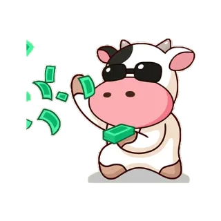 🤠 Krowa, Pieniądze, Okulary przeciwsłoneczne, Bogaty, Kreskówka telegram sticker
