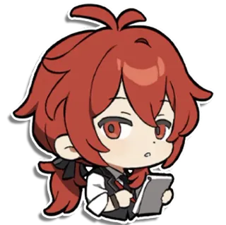 ❔ Diluc Genshin Impact Diluc, Genshin Impact, Anime, Spiel, Chibi, Sticker whatsapp sticker