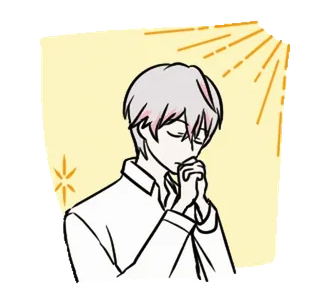 😇 Anime, Manga, Garçon, Prière, Mains, Lumière, Étincelle, Mignon whatsapp sticker