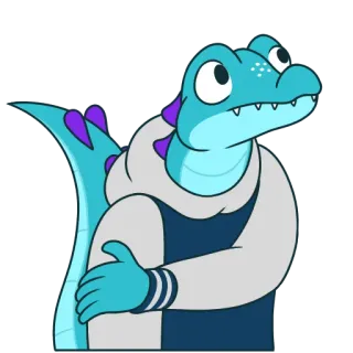 😐 Dessin animé, Anthropomorphe, Alligator, Animal, Personnage, Illustration whatsapp sticker