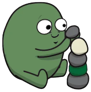 🙂 kartun, karakter, batu, tumpukan, lucu, hijau whatsapp sticker