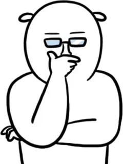 💬 캐릭터, 만화, 생각, 안경, 일러스트, 흰색 whatsapp sticker