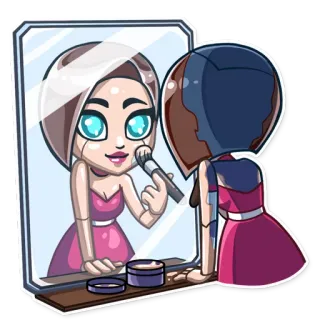 💄 makeup, mirror, woman, dress, beauty, reflection telegram sticker