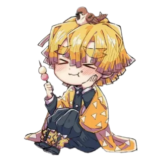 ⚡️ Zenitsu Agatsuma Demon Slayer เซ็นอิทสึ, ดาบพิฆาตอสูร, อนิเมะ, มังงะ, น่ารัก, จิบิ telegram sticker