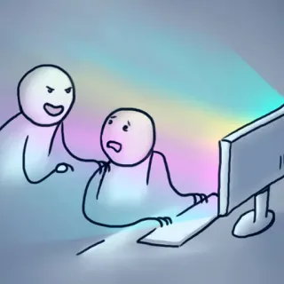 💻 มีม, อินเทอร์เน็ต, โทรลล์, ออนไลน์, คอมพิวเตอร์, การคุกคาม, คีย์บอร์ด, คนก้างปลา telegram sticker