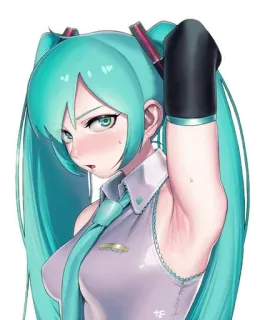 😕 Hatsune Miku Anime, Vocaloid, Hatsune Miku, lindo, chica, pelo turquesa telegram sticker