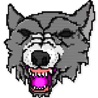 🐺 lobo, pixel art, animal, fauna, agresivo whatsapp sticker