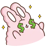 🤑 kelinci, uang, simbol dolar, kilau, kartun, imut telegram sticker