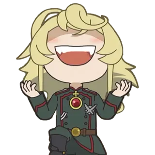 😆 Tanya von Degurechaff Saga of Tanya the Evil Anime, Militär, Charakter, Blond, Uniform, Saga von Tanya the Evil whatsapp sticker