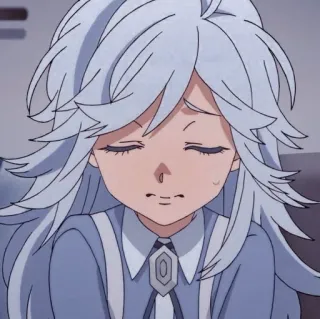 😅 Anime, Mädchen, weißes Haar, traurig, Cartoon, Manga, Charakter whatsapp sticker