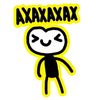 🤣 AXAXAXAX 막대기 인간, 만화, 행복한, 귀여운, 노란색 telegram sticker
