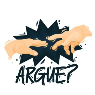 🤝 ARGUE? tranh cãi, thảo luận, tay, câu hỏi, xung đột, tranh luận telegram sticker