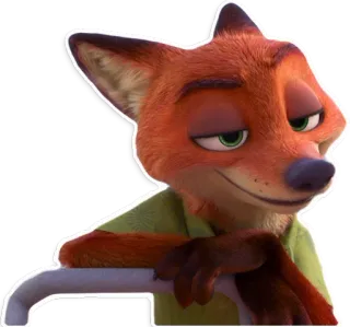 😏 Nick Wilde Zootopia fox, cartoon, animal, orange, smirk, cute, animated, Zootopia, Nick Wilde telegram sticker