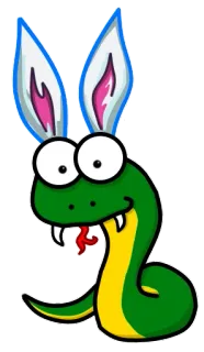 🐰 змея, заячьи уши, мультик, животное, рептилия, милый telegram sticker