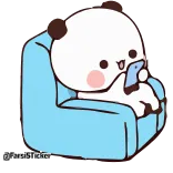 😃 fofo, panda, sofá, telefone, relaxar, desenho animado telegram sticker