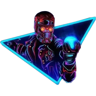 👽 Star-Lord Guardians of the Galaxy Star-Lord, Les Gardiens de la Galaxie, Marvel, Super-héros, Science-fiction, Cosmique, Néon telegram sticker