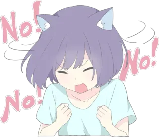 😩 No! Anime, Kattenoren, Nee, Leuk, Cartoon telegram sticker