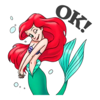 👌 Ariel OK! sirène, Disney, dessin animé, princesse, mer telegram sticker
