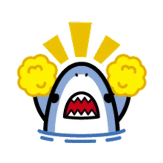 🐯 Squalo, Cartone animato, Carino, Felice whatsapp sticker