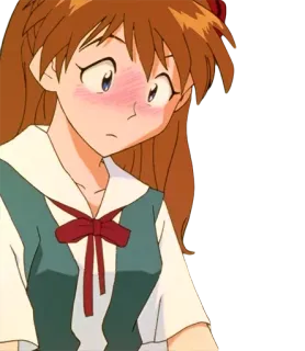 😀 Asuka Langley Sohryu Evangelion anime, girl, character, asuka, evangelion, blushing telegram sticker
