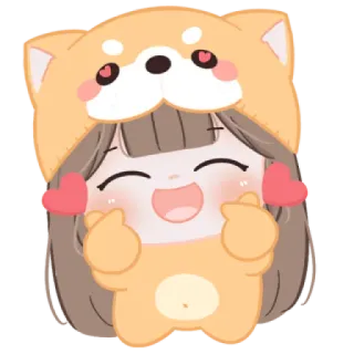 😼 fofo, desenho animado, cachorro, coração, menina, kawaii telegram sticker