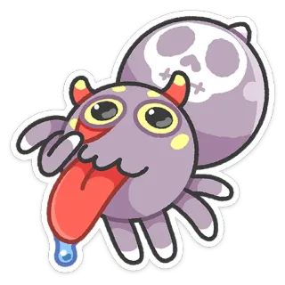 💃 monstro, língua, caveira, desenho animado, engraçado, fofo, diabo, adesivo whatsapp sticker