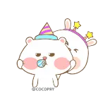 😑 animales, fiesta, celebración, lindo, conejo, oso telegram sticker