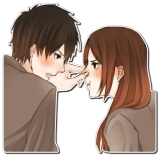 ❤ Anime, Casal, Amor, Relacionamento, Desenho animado, Adesivo, Interação telegram sticker