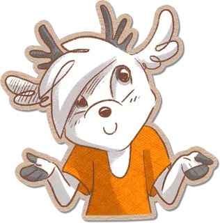 🐸 олень, мультик, пожимает плечами, милый, животное, стикер telegram sticker