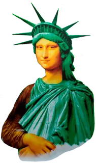 🙏 Mona Lisa art, statue of liberty, mashup, Mona Lisa, humor telegram sticker