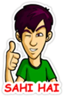 🤔 SAHI HAI cartone animato, pollice in su, occhiolino, SAHI HAI, uomo, indiano telegram sticker