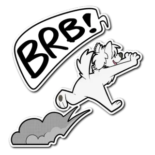 💨 BRB! hond, dier, rennen, bericht telegram sticker