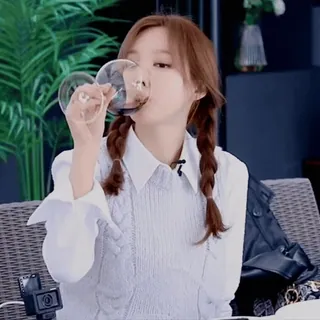 🍷 woman, drinking, wine, braids, glass telegram sticker