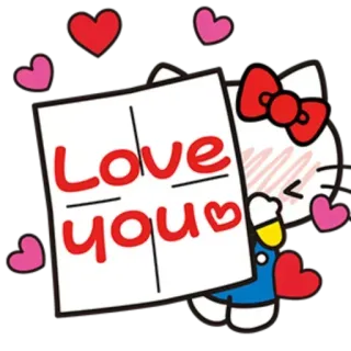 ❤️ Hello Kitty Love you hello kitty, amour, coeur, mignon, kawaii, sanrio, salutation whatsapp sticker