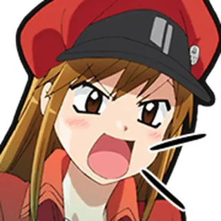 🩸 Anime, Cells at Work, Blutplättchen, Cartoon, Illustration, Wütend, Rotes Blutkörperchen whatsapp sticker