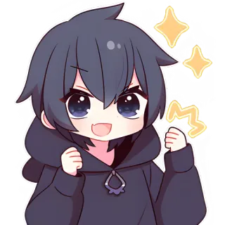 👊 Anime, Manga, Kawaii, Schattig, Chibi, Glitters, Hoodie telegram sticker