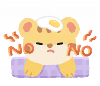 🐯 NO NO 漫画, クマ, 卵, いいえ, 反対, 可愛い, ステッカー whatsapp sticker
