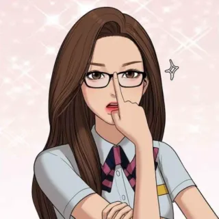 🛍 Frau, Brille, Schuluniform, Anime, Cartoon, Schönheit, Stil telegram sticker